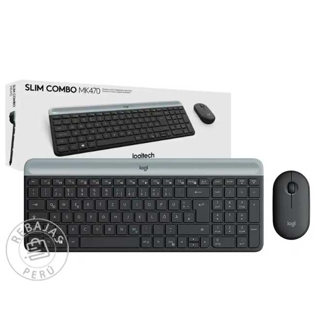 Combo Logitech MK470 Wireless Slim – Teclado y Mouse Inalámbricos USB Silenciosos, Compactos 