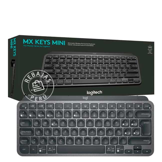 Logitech MX Keys Mini Teclado Compacto Bluetooth Iluminado, Multidispositivo, Recargable por USB-C