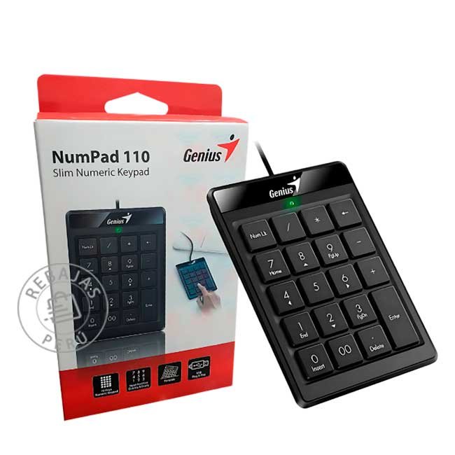 Teclado Numérico Genius Numpad 110 – Compacto, USB Plug & Play, Teclas Chocolate y Funciones Completa