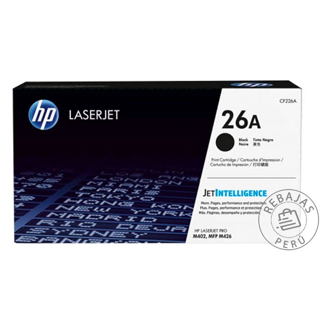 Tóner HP CF226A 26A Negro Original para M402/M426  3100 páginas