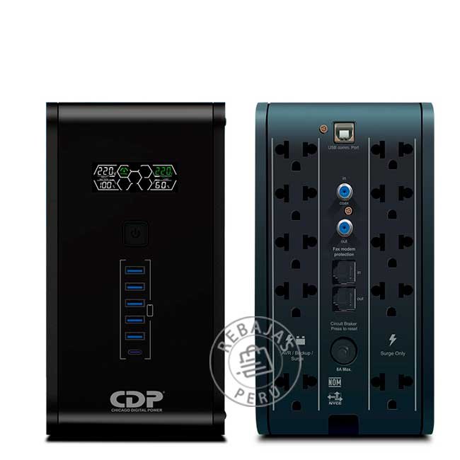 UPS Interactivo CDP R-Smart 1210i 1200VA/720W con Pantalla LCD y Regulador AVR