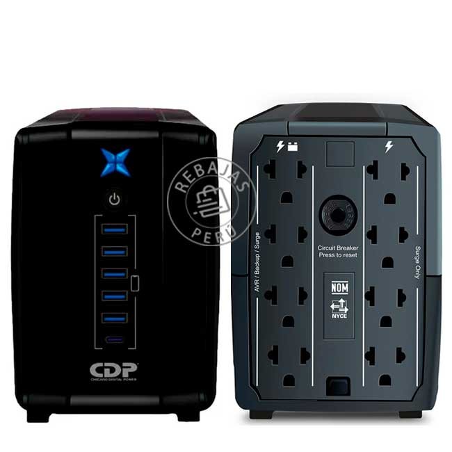 UPS CDP R-UPR758I 750VA/375W | 8 Salidas + 6 Puertos USB | Autonomía 20 Minutos