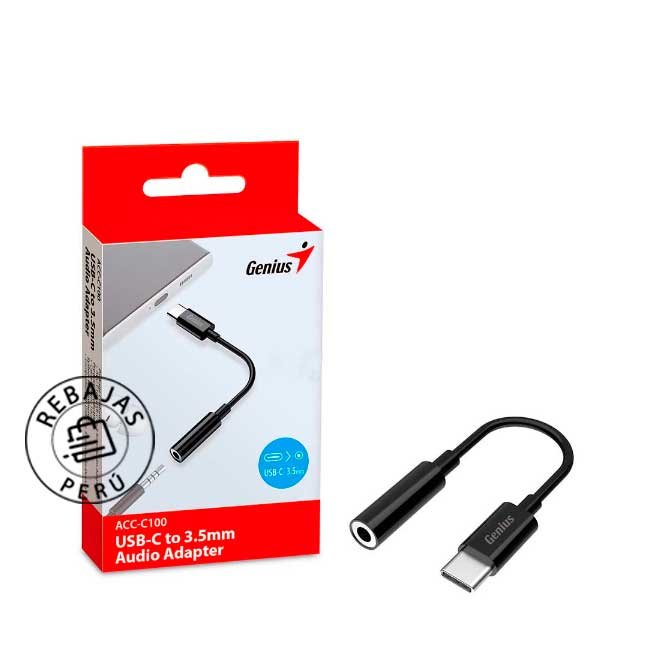 Adaptador Genius ACC-C100 USB-C a 3.5 mm Negro