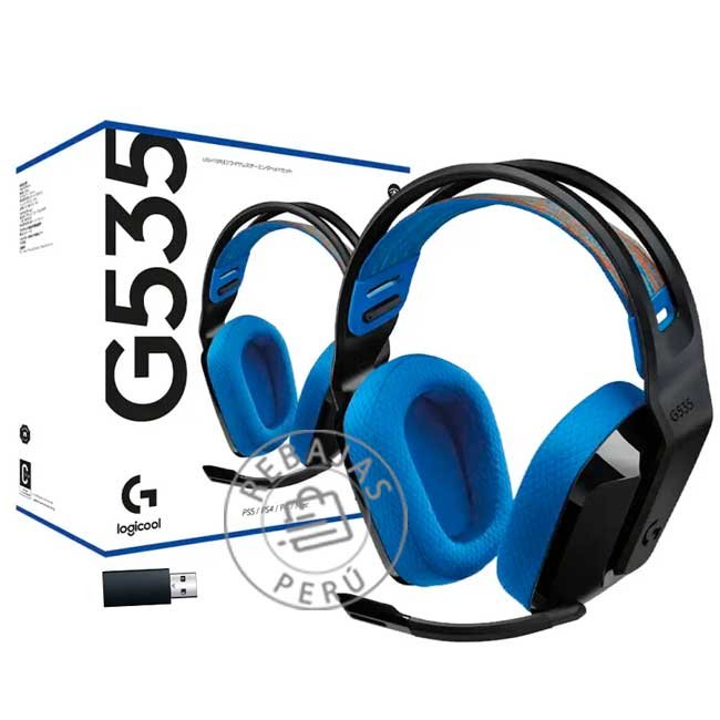Audífono Logitech G535 Lightspeed Wireless 40mm 33H PS5 PS4 PC Negro/Azul