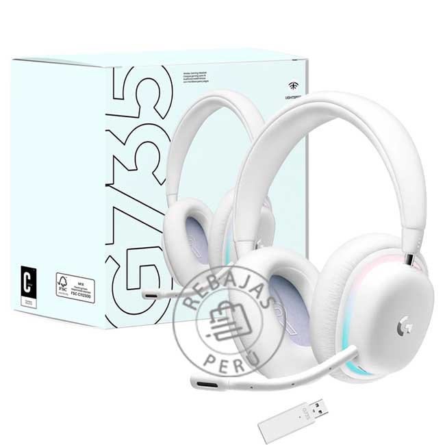 Audífono Logitech G735 White Inalámbrico RGB Aurora