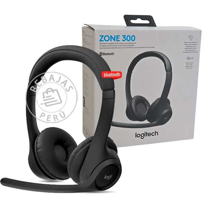 Audífono Logitech Zone 300 Bluetooth Negro con Micrófono