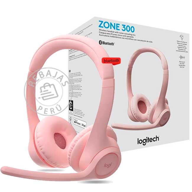 Audífono Logitech Zone 300 Bluetooth con Micrófono y 20 Horas de Batería – Ideal para Teletrabajo y Videollamadas