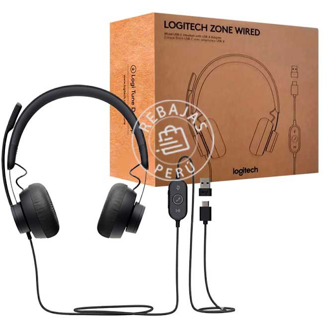 Audífono Logitech Zone Wired Teams USB/USB-C con Cancelación de Ruido y Micrófono Dual 981-000871