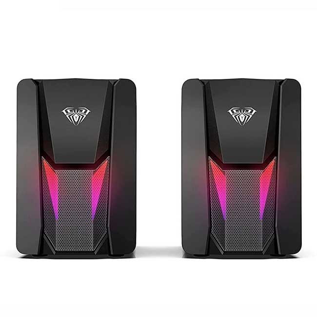 Parlante Aula N‑108 USB 2.0 RGB 2.0 – 6 W RMS, Iluminación Multicolor, Control Cableado
