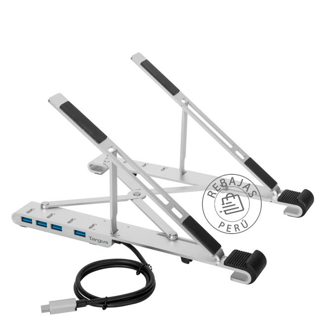 Base Targus Plegable de Aluminio para Notebook 10" a 15.6" con Hub USB 4 Puertos
