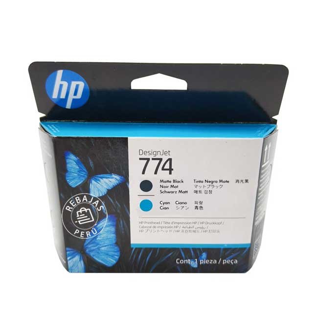 Cabezal HP P2W01A 774 Matte Black/Cyan para Plotter Z6810