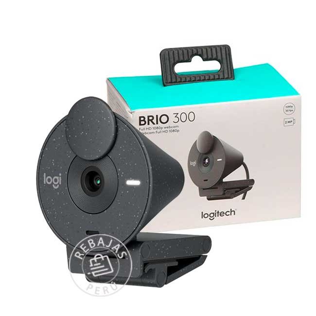 Cámara Logitech Brio 300 FHD 1080p USB-C Black con Micrófono y Privacidad Integrada