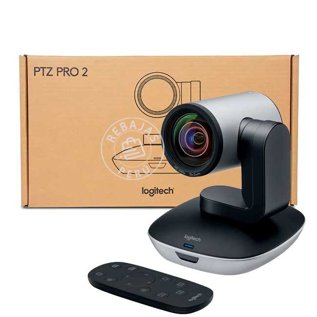 Cámara Logitech PTZ Pro 2 Full HD 1080p con Zoom Óptico 10x y Control Remoto – Negro/Plata