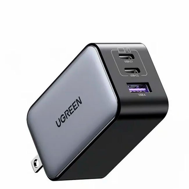 Cargador GAN CD244 65W – 2 USB-C + 1 USB-A, Compacto y Rápido