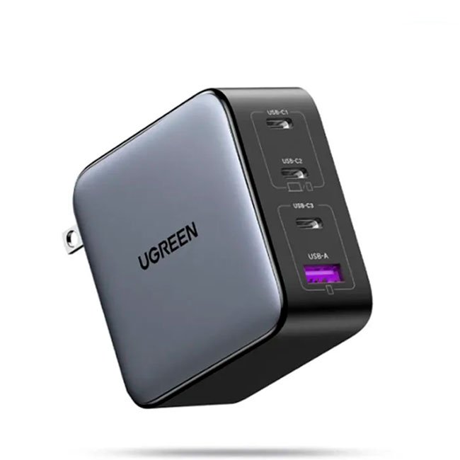 Cargador Nexode CUGREEN 100W GaN con 4 Puertos (3 USB-C + 1 USB-A) Carga Rápida