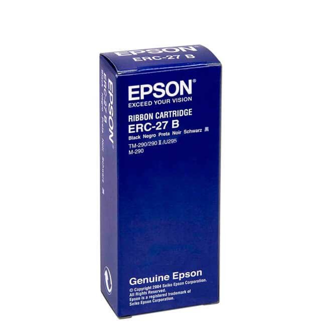 Cartucho de Cinta Epson ERC-27B Negro Original para Impresoras TM-290, TM-295 y TMU-295 – Alta Durabilidad 1.5M Caracteres
