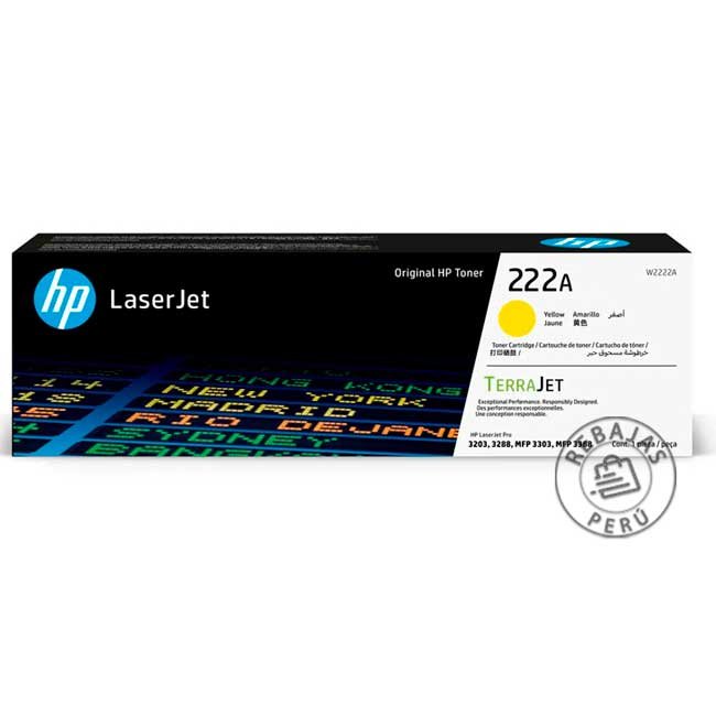 Cartucho Tóner HP W2222A Amarillo 222A para LaserJet Pro MFP