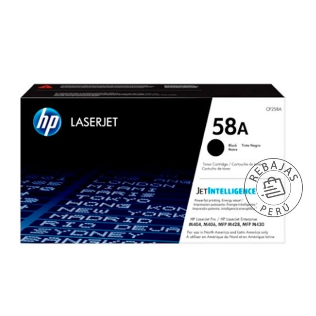 Tóner HP 58A Original CF258A Negro para LaserJet Pro M428fdw y M404