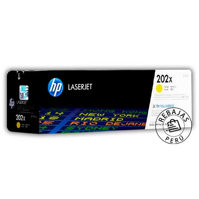 Cartucho de Tóner HP CF502X 202X Amarillo Original 2500 Páginas para LaserJet Pro M254