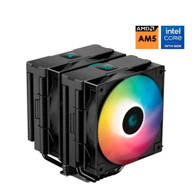Cooler para Procesador DeepCool AG620 Digital BK ARGB 6 Heatpipes Doble Torre Pantalla Compatible Intel LGA1851/1700 AMD AM5