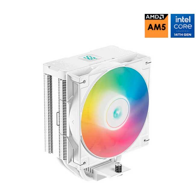 Cooler para Procesador DeepCool AG400 Digital WH ARGB 152mm con Pantalla LED 4 Heatpipes Compatible Intel LGA1700 y AMD AM5