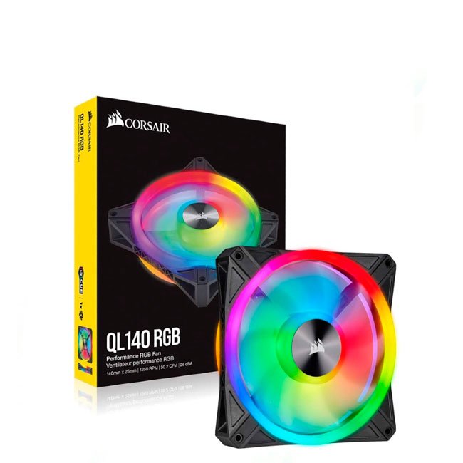 Fan Corsair QL140 RGB, 14 cm, 550 - 1250 ±10% RPM, 6V - 13.2V, PWM Control.