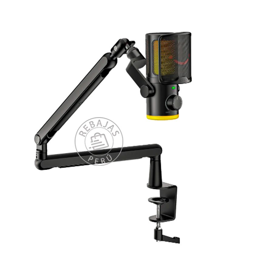 Micrófono Fifine TAM6 Black Condensador con Brazo, USB-C, Cardioide y RGB