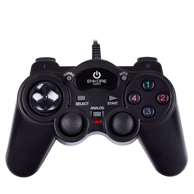 Gamepad USB ENKORE Addict ENK G300 con Vibración, Joysticks Analógicos y Diseño Ergonómico para Windows 10/11