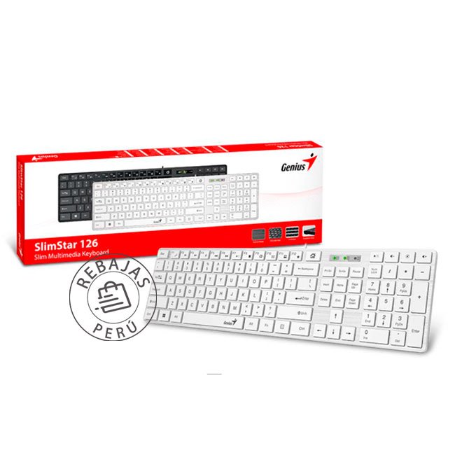 Teclado Genius SlimStar 126 con Teclas Chocolate, 12 Funciones Multimedia, USB y Base Ergonómica