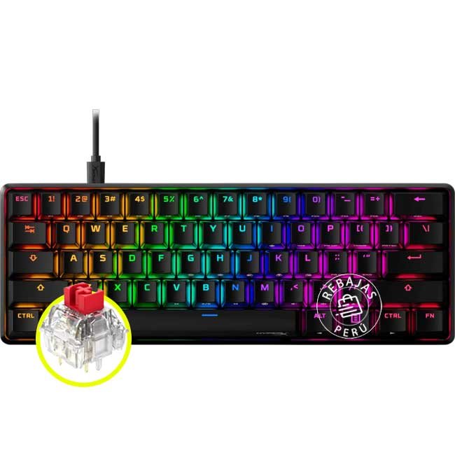 Teclado mecánico HyperX Alloy Core 60 RGB Rojo para juegos, teclado inglés