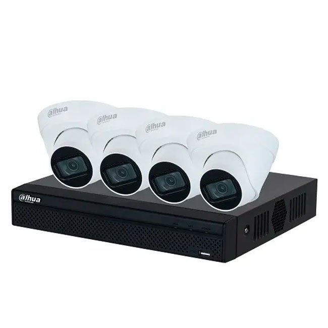OUTLET KIT Dahua NVR1104HS-P-S3 + 4 Cámaras Turret HDW1230T1P 2MP – Seguridad Profesional