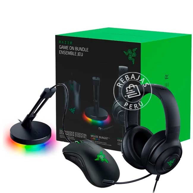 Kit Gaming Razer Game On Bundle Kraken X Lite DeathAdder Essential Bungee V3 Chroma Black