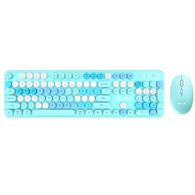 Kit Inalámbrico Aula AC306 Blue: Teclado + Mouse con Conexión 2.4GHz y Diseño Ergonómico