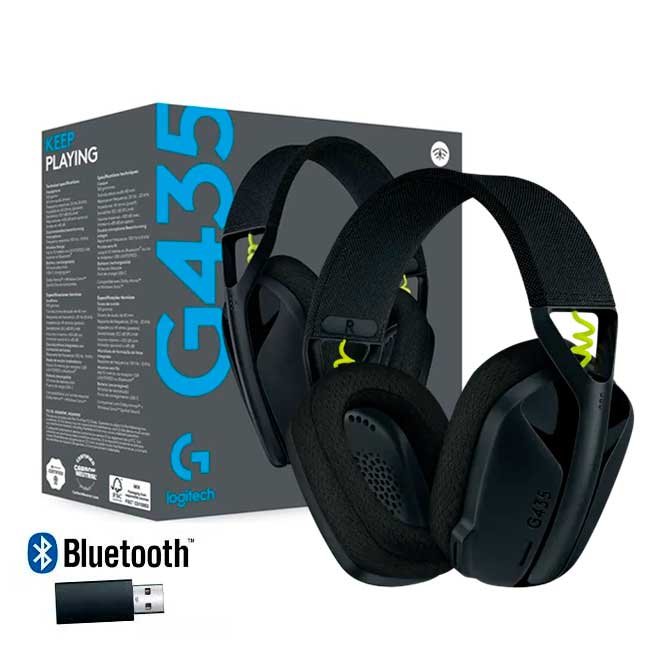 Audífonos Gamer Logitech G435 Inalámbricos Lightspeed Bluetooth Negro