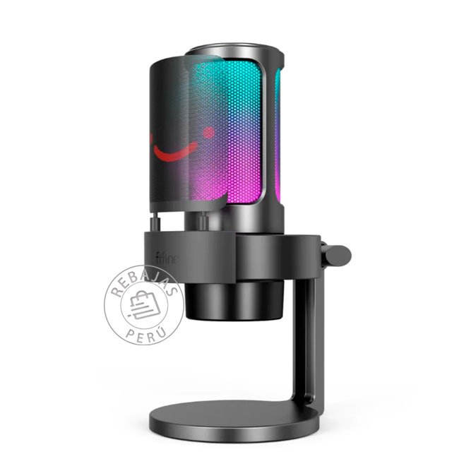 Micrófono Gamer Fifine A8 BLACK USB Condensador Cardioide con RGB, Mute y Control de Ganancia