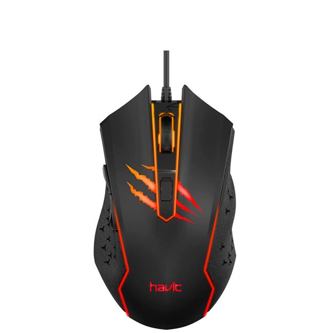 Mouse Gamer Havit MS1027 Black RGB USB 6 Botones 2400DPI Ergonómico
