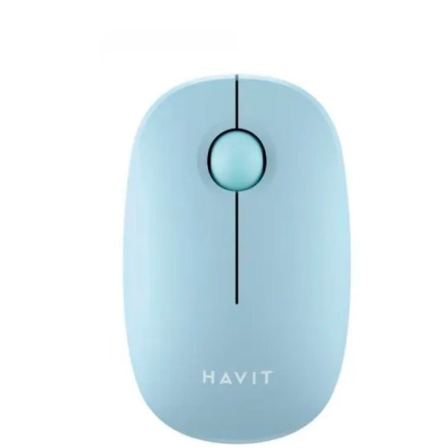 Mouse Inalámbrico Havit MS57GT Celeste 2.4GHz 1600 DPI – Portátil y Ergonómico