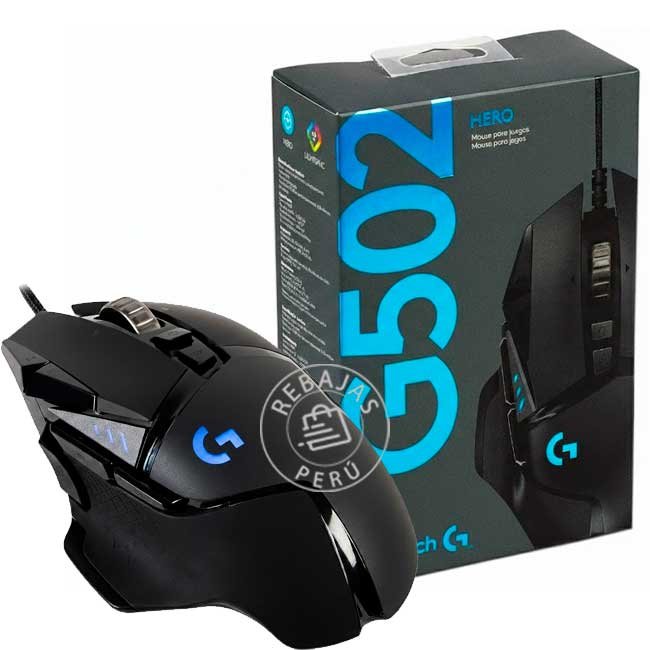 Mouse Gamer Logitech G502 HERO 25K DPI RGB Cableado Negro
