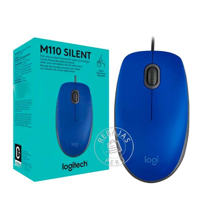 Mouse Logitech M110 Silent Óptico USB Azul Silencioso