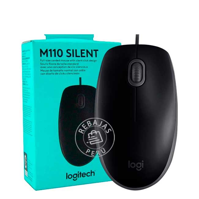 Mouse Logitech M110 Silent Óptico USB Negro Silencioso