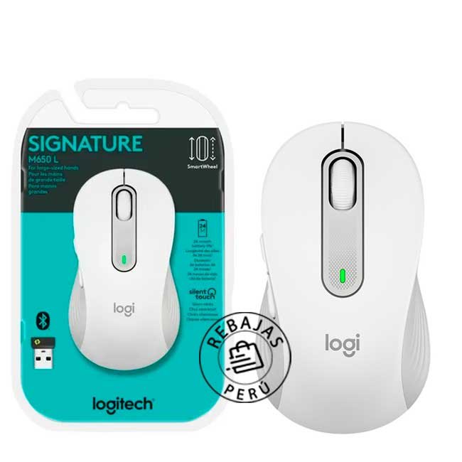 Mouse Logitech Signature M650 Silent Large Inalámbrico Bluetooth Blanco