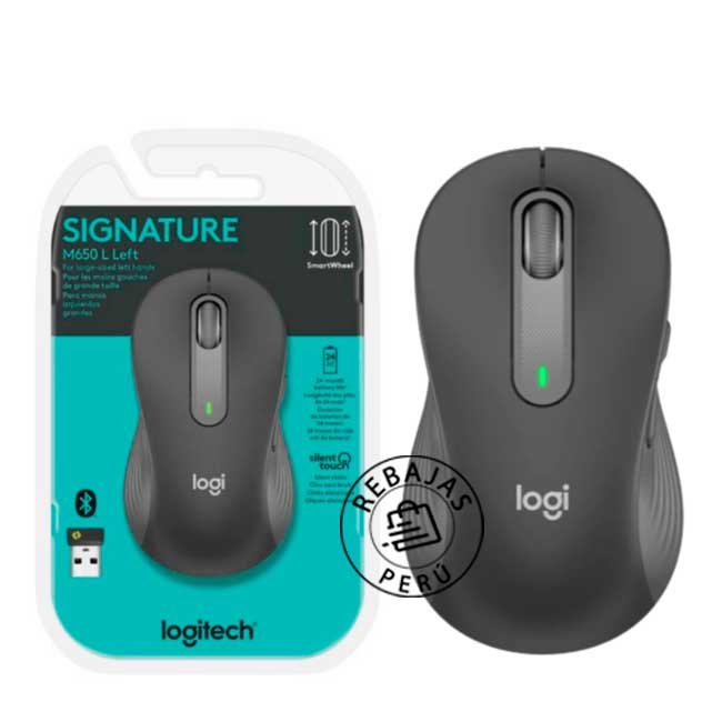 Mouse Logitech Signature M650 Silent Large Left Inalámbrico Negro Zurdos
