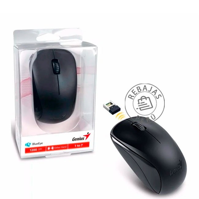 mouse Inalámbrico Genius NX-7000 con Sensor BlueEye, 1200 DPI, 2.4 GHz – Compatible con Windows y macOS