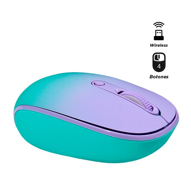 Mouse Óptico Inalámbrico TEROS TE-1224S 2.4GHz, 1600 DPI, 4 Botones, Receptor USB – Aurora Boreal