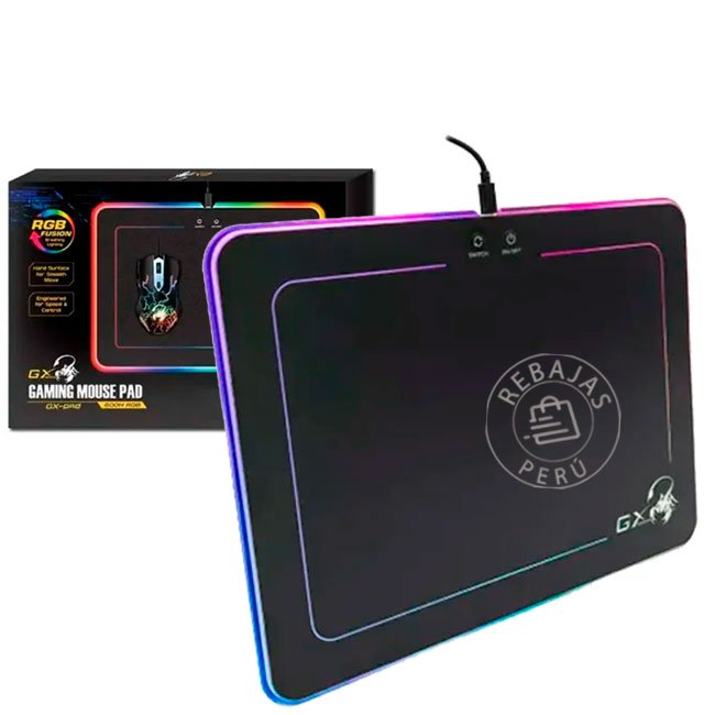 pad mouse genious Gamer RGB GX-Pad 600H – 10 Modos de Iluminación, Antideslizante, 350x250mm