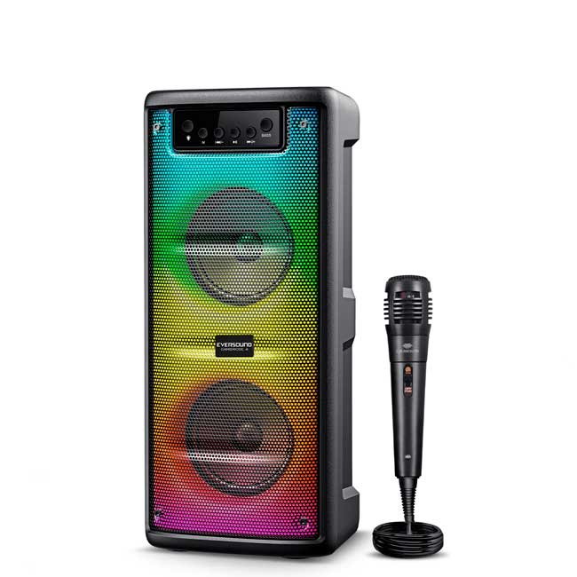 Parlante Bluetooth CAMBRIDGE EV5422 Tower 4"x2 RGB TWS Micrófono USB MicroSD FM 2400mAh