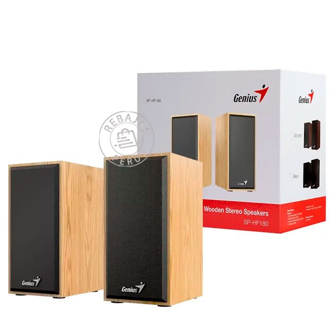 PARLANTE GENIUS SP-HF180 6W USB POWER PINE WOOD Sonido Estéreo en Madera