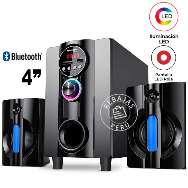 Parlante Maxtron Zenith MAX S202 2.1 Bluetooth Woofer 4”, USB/SD, FM y Control Remoto