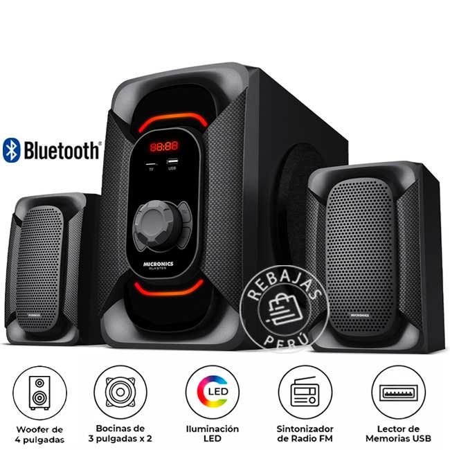 Parlante Micronics Blaster MIC S7401BT – Woofer 4", Bluetooth, LED, USB, Radio FM