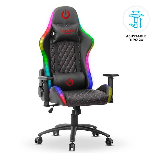 Silla Gamer Enkore Brain RGB ENC GC1003+ 2D Ergonómica Reclinable Rojo